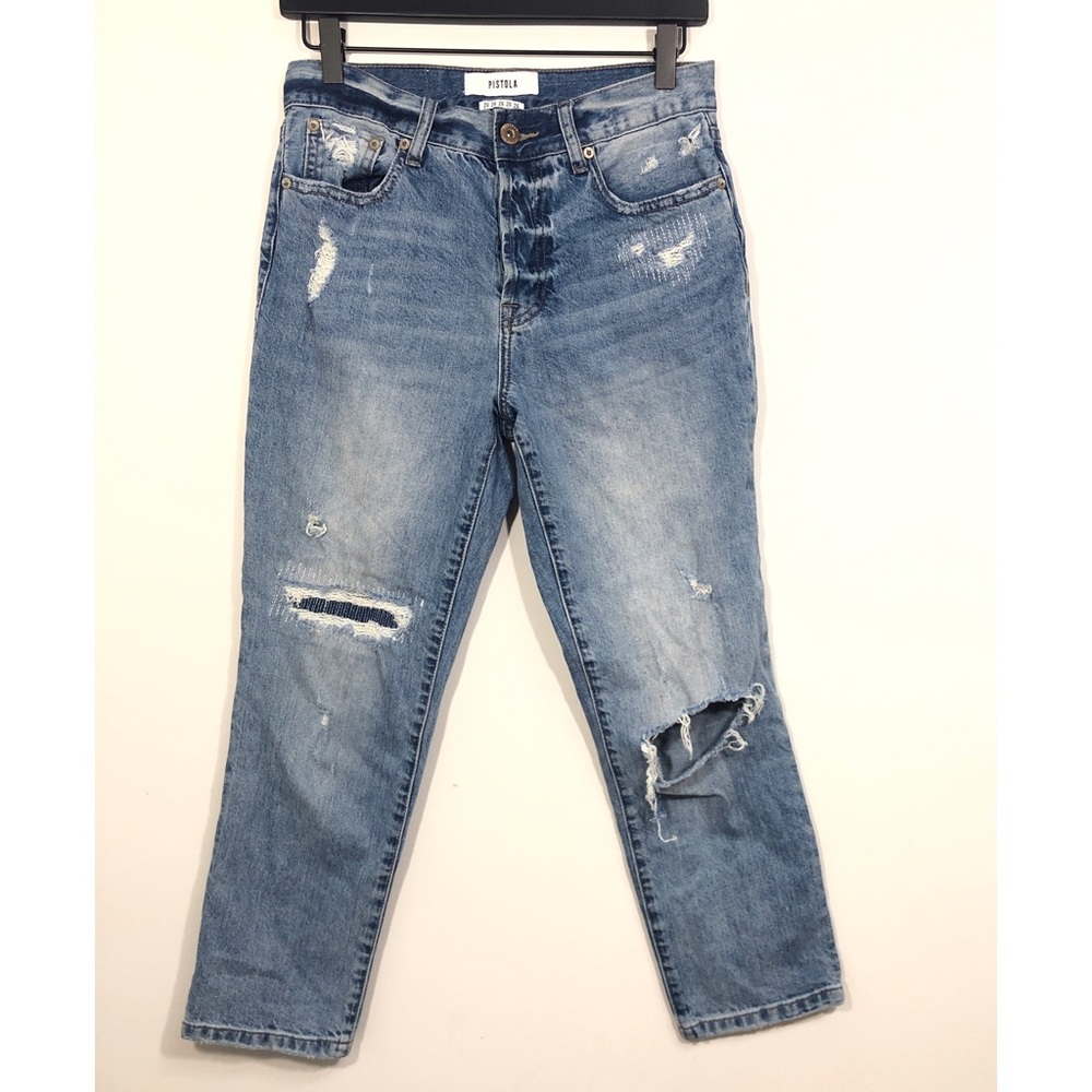 Pistola Distresses Straight Leg Button Fly Jean